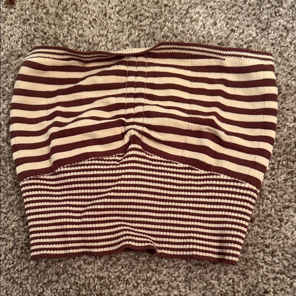 Full Tilt Maroon and Cream Striped Top